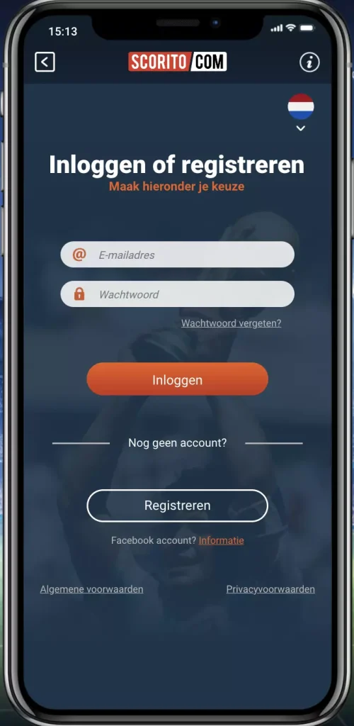 Log in op uw persoonlijke account Scorito